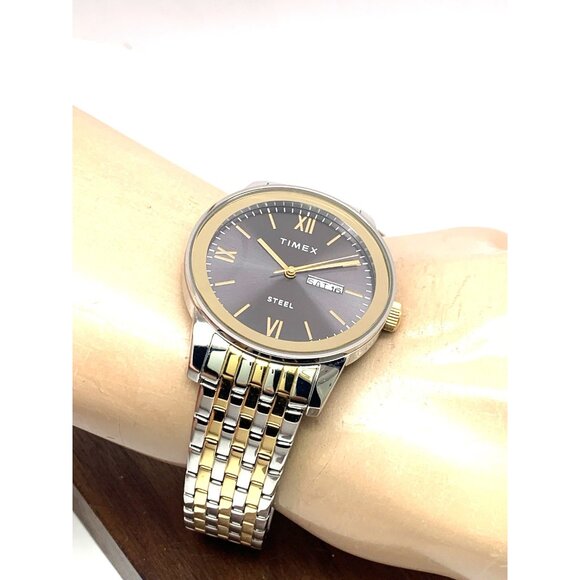 Timex Men's Watch TW2T50500 Quartz Gray Dial Two Tone Stainless Steel 41mm - Picture 5 of 13